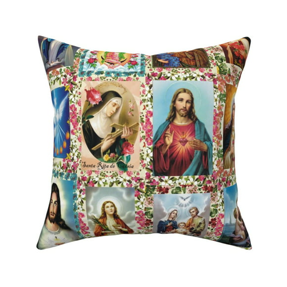 18x18 Multicolor Happy Catholics Christopher Catholic Patron Saint Travel Throw Pillow 